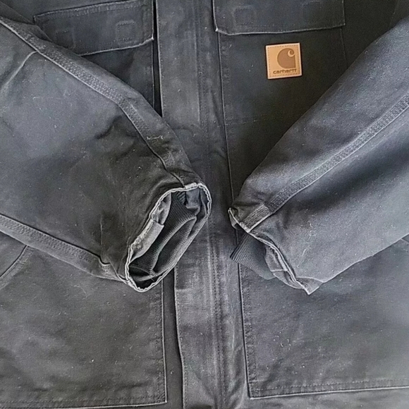 Vtg Carhartt Chore Jacket Men 2XL Tall Black Michigan Barn Work Quilt Lined Flag - Picture 6 of 15